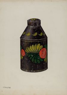 Toleware Tea Caddy, c. 1941. Creator: Charles Henning