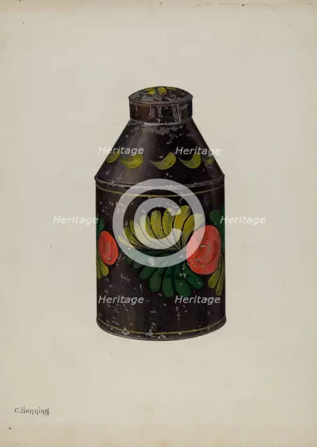 Toleware Tea Caddy, c. 1941. Creator: Charles Henning.