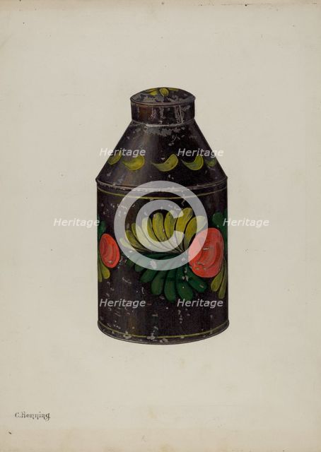 Toleware Tea Caddy, c. 1941. Creator: Charles Henning.