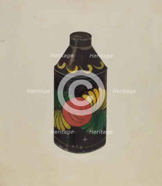 Toleware Tea Cannister, c. 1938. Creator: Edward White.