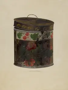 Toleware Tin Cannister, c. 1937. Creator: William Frank