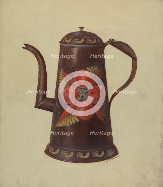 Toleware Tin Coffee Pot, c. 1936. Creator: Max Soltmann.