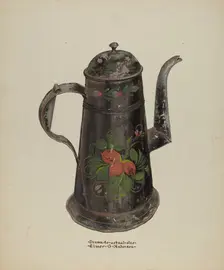 Toleware Tin Coffee Pot, c. 1937. Creator: Elmer G Anderson