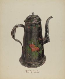 Toleware Tin Coffee Pot, c. 1937. Creator: Elmer G Anderson