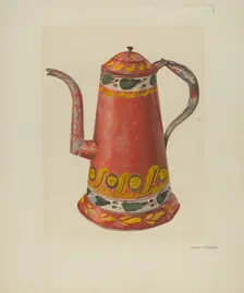 Toleware Tin Coffee Pot, c. 1938. Creator: Harry Grossen