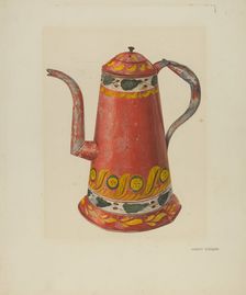 Toleware Tin Coffee Pot, c. 1938. Creator: Harry Grossen