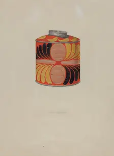Toleware Tin Tea Caddy, c. 1937. Creator: Jacob Gielens