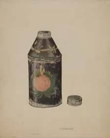 Toleware Tin Tea Caddy, c. 1940. Creator: Clarence W Dawson