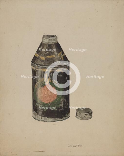 Toleware Tin Tea Caddy, c. 1940. Creator: Clarence W Dawson.