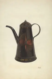 Toleware Tin Teapot, c. 1938. Creator: Beverly Chichester