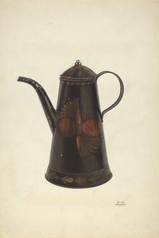 Toleware Tin Teapot, c. 1938. Creator: Beverly Chichester