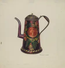 Toleware Tin Teapot, c. 1940. Creator: Franklyn Syres