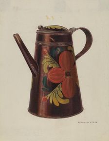 Toleware Tin Teapot, c. 1940. Creator: Franklyn Syres