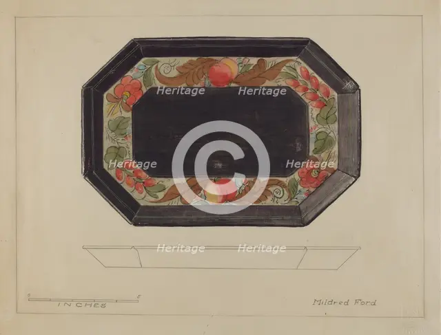 Toleware Tray, 1935/1942. Creator: Mildred Ford.