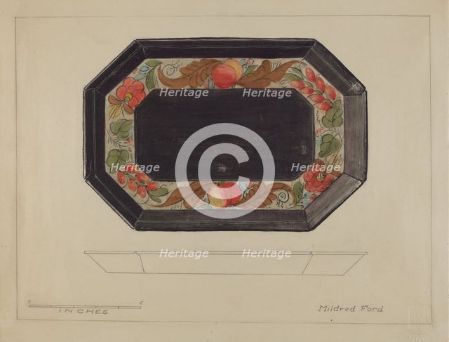 Toleware Tray, 1935/1942. Creator: Mildred Ford.