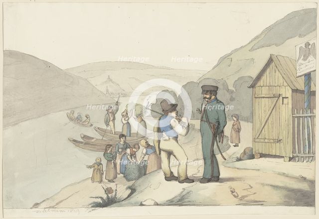 Toll guard at the Rhine, 1829. Creator: Jakob Dielmann.