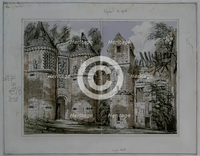 Tolquhon Castle - Entrance Hall and the Courtyard, 1848. Creator: Robert William Billings.