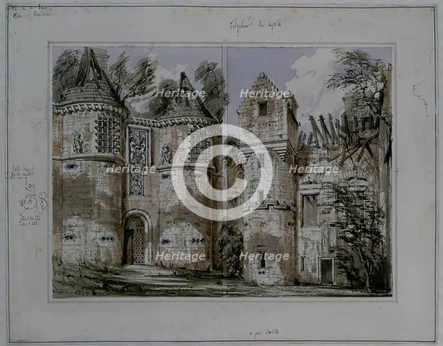 Tolquhon Castle - Entrance Hall and the Courtyard, 1848. Creator: Robert William Billings.