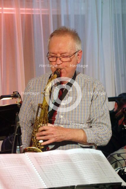 Tom Barford, Stan Sulzmann’s Neon Orchestra, Watermill Jazz Club, Dorking, Surrey, Nov 2023. Creator: Brian O'Connor.