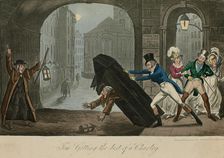 Tom Getting the best of a Charley. Illustration to "Life in London" by Pierce Egan , 1820. Creator: Cruikshank, George (1792-1878)
