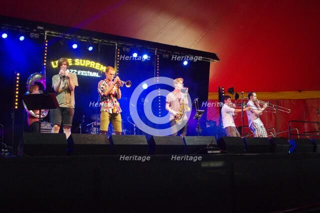 Tom Green and the Brass Funkeys, Love Supreme Jazz Festival, Glynde Place, East Sussex, 2015. Artist: Brian O'Connor.