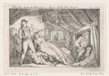 Tom Jones detects the Philsopher in Black Molls Bed Chamber, "The History of Tom Jones, a ..., 1792. Creator: Thomas Rowlandson