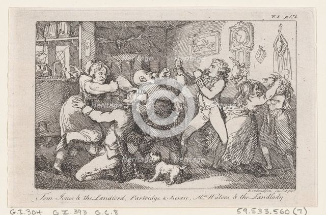 Tom Jones & the Landlord, Partridge & Susan, Mrs Waters & the Landlady, from "The History ..., 1792. Creator: Thomas Rowlandson.