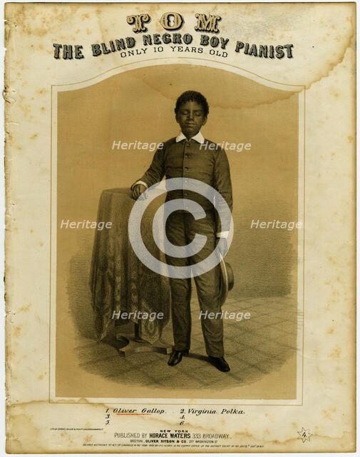 'Tom, The Blind Negro Boy Pianist, Only 10 Years Old', 1860. Creator: Unknown.