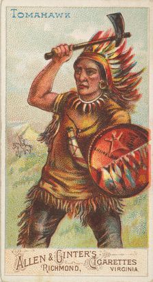 Tomahawk, from the Arms of All Nations series (N3) for Allen & Ginter Cigarettes Brands, 1887. Creator: Allen & Ginter