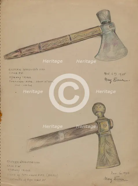 Tomahawk Pipe, 1935. Creator: Mary Berner.