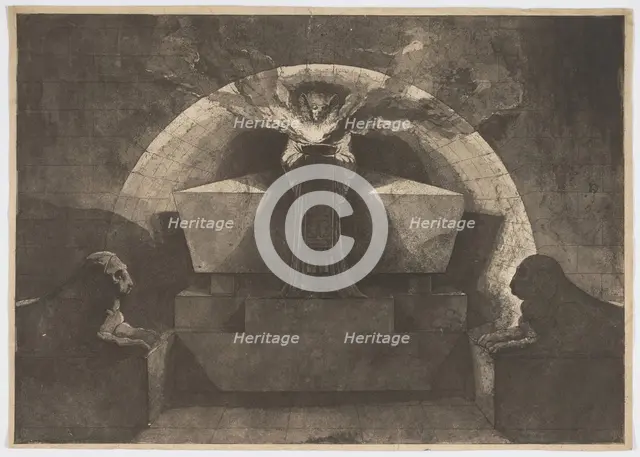 Tomb with Death Standing, 1779/84. Creator: Louis Jean Desprez.