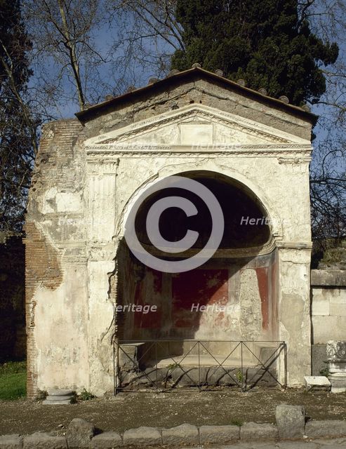 Tomb with pictorial remains in the Via Sepulchre, Pompeii, Italy, 2002. Creator: LTL.