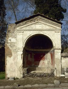 Tomb with pictorial remains in the Via Sepulchre, Pompeii, Italy, 2002. Creator: LTL