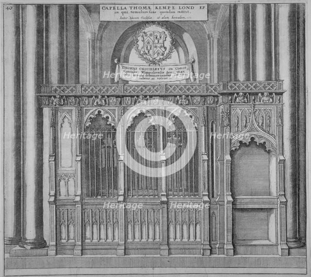 Tomb of Thomas Kemp in old St Paul's Cathedral, City of London, 1656. Artist: Wenceslaus Hollar