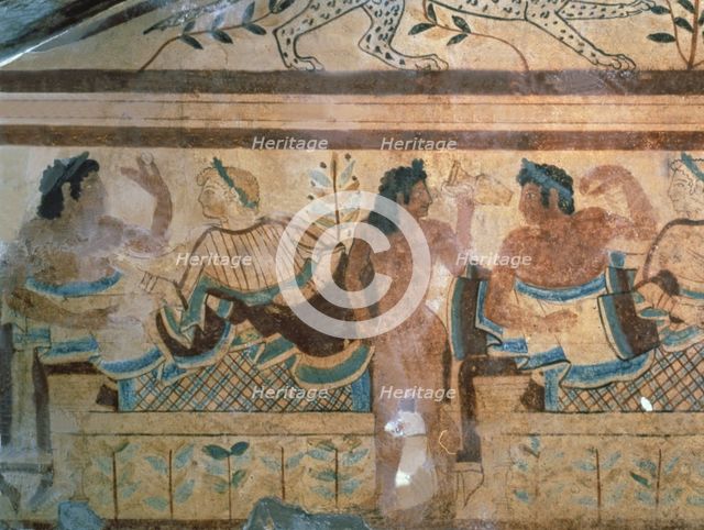 Tomb of the Leopards, fresco with a symposium scene.