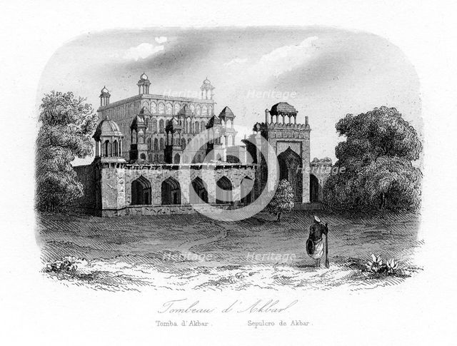 Tomb of Akbar the Great, Sikandra, India, c1840.Artist: N Remond