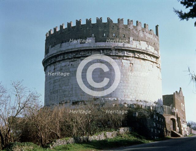 Tomb of Cecilia Metella on the Appian Road in Rome, it was converted into a fortress in the 14th …