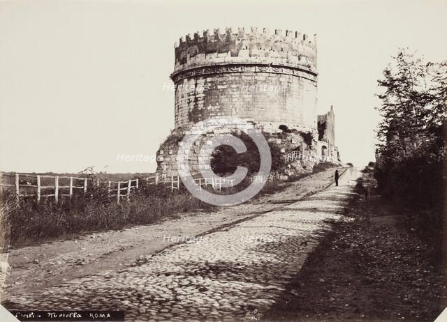 Tomb of Cecilia Metella, Via Appia Antica, Rome, c1860. Creators: Gioacchino Altobelli, Pompeo Molins, Altobelli & Molins.