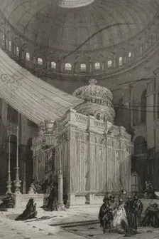Tomb of Jesus Christ, Church of the Holy Sepulchre, Jerusalem. 1840. Creator: Émile Rouargue