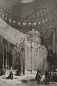 Tomb of Jesus Christ, Church of the Holy Sepulchre, Jerusalem. 1840. Creator: Émile Rouargue