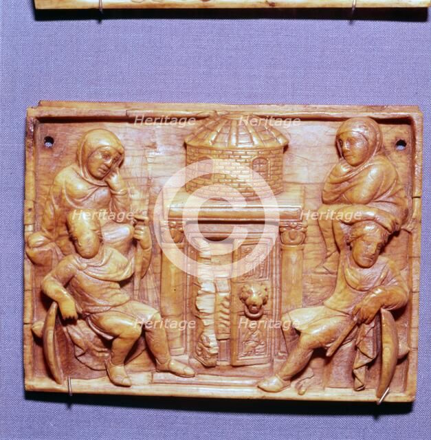 Tomb of Jesus on Easter Morning, Wood Panel, Byzantine casket, 5th century. Artist: Unknown.