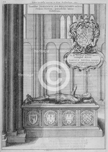 Tomb of John Beauchamp in old St Paul's Cathedral, City of London, 1656. Artist: Wenceslaus Hollar