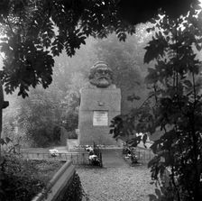 Tomb of Karl Marx, Highgate Cemetery, Hampstead, London, 1954. Artist: John Gay