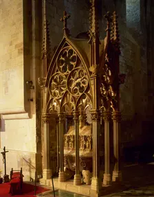 Tomb of King Pere III of Aragon, the Great, Monastery of Santes Creus, Aiguamúrcia, Spain, 2008. Creator: LTL