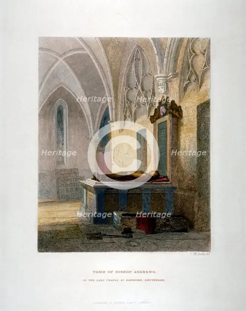 Tomb of Lancelot Andrews in the Lady Chapel, St Saviour's Church, Southwark, London, 1851. Artist: John Wykeham Archer