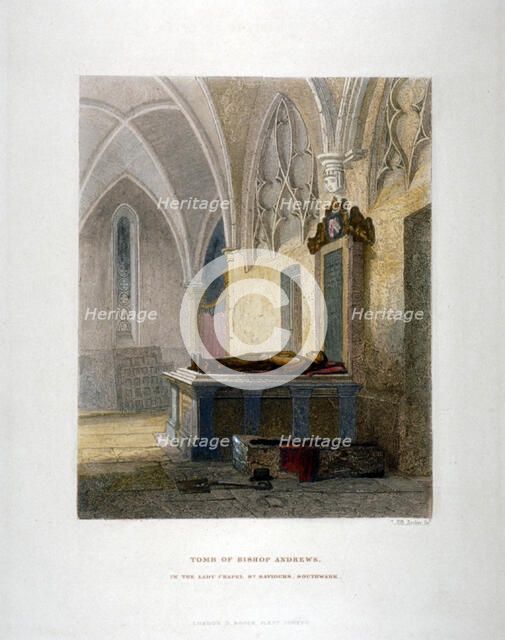 Tomb of Lancelot Andrews in the Lady Chapel, St Saviour's Church, Southwark, London, 1851. Artist: John Wykeham Archer
