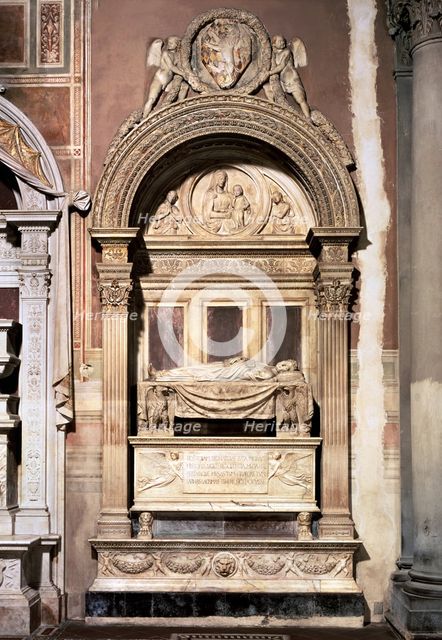 Tomb of Leonardo Bruni (1370-1444), Italian humanist. Work by Bernardo Rossellino.