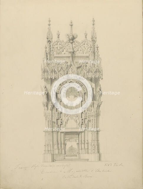 Tomb of Margaret of Austria in the church of Saint Nicholas of Tolentino in Brou, c.1850.  Creator: Petrus Josephus Hubertus Cuypers.