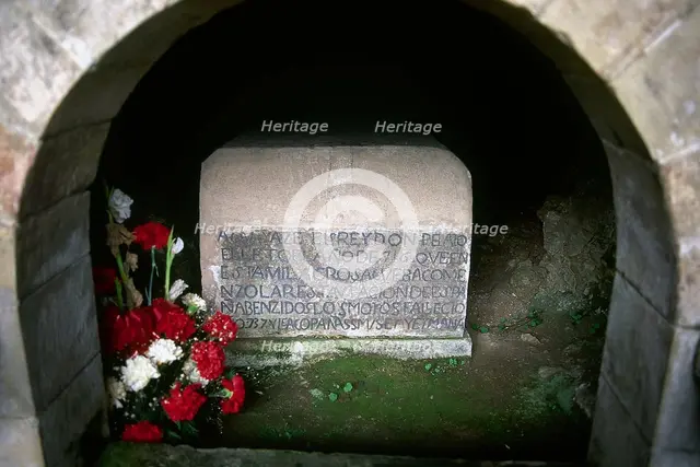 Tomb of Pelagius of Asturias, Holy Cave of Covadonga, Cangas de Onis, Asturias, Spain, 2001. Creator: LTL.