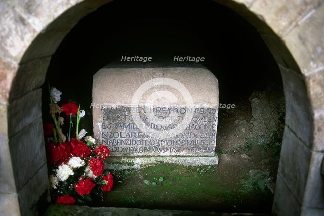 Tomb of Pelagius of Asturias, Holy Cave of Covadonga, Cangas de Onis, Asturias, Spain, 2001. Creator: LTL.